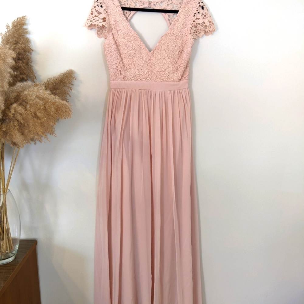 Light pink open back dress